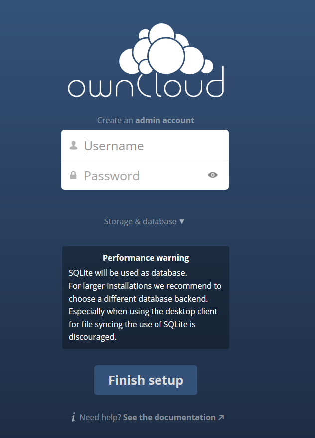 ownCloud Setup 