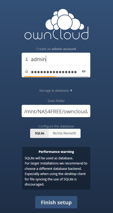 ownCloud with DB Option