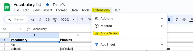 Google Sheet Extension App Script